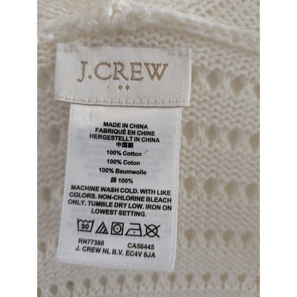 J.Crew White 100% Cotton Crochet Boho Beach Shawl Cover Up One Size Beach Cruise - Picture 3 of 3